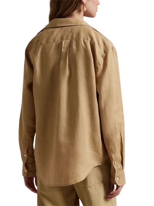 camel oversized linen women's shirt Ralph Lauren | 211970730005